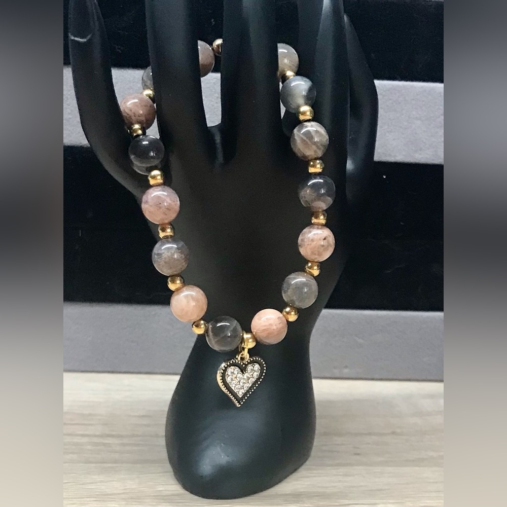 Black Sunstone Heart Bracelet